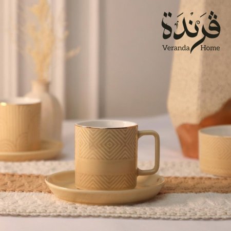 طقم 6 فنجان شاي بورسلان Amber